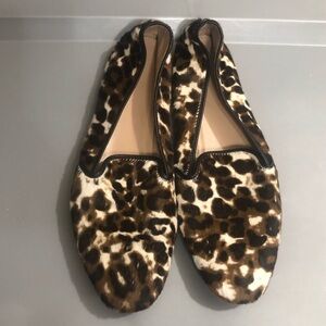 J. Crew Leopard Print Fur Slip On Loafers.  Size 7.